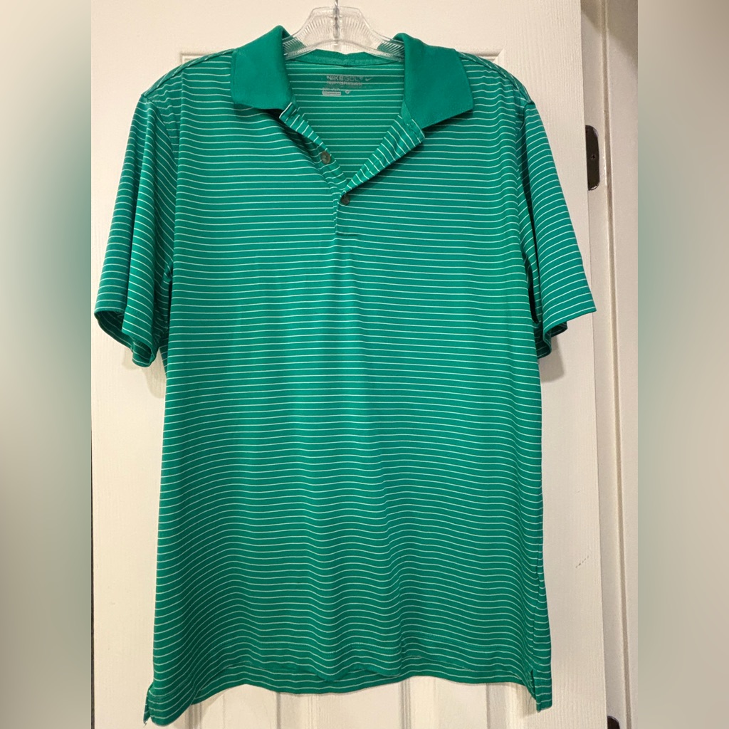 Nike Golf Green Striped Golf Polo Shirt